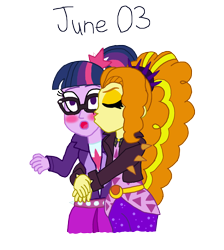 Size: 2000x2228 | Tagged: safe, artist:bigpurplemuppet99, adagio dazzle, sci-twi, twilight sparkle, equestria girls, g4, cheek kiss, female, high res, kissing, lesbian, scitwidagio, ship:adagilight, shipping