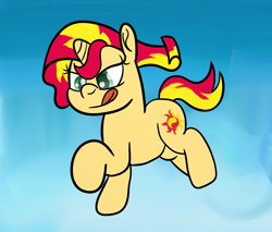 Size: 2000x1700 | Tagged: safe, artist:saburodaimando, sunset shimmer, pony, unicorn, g4, atg 2021, cute, female, filly, filly sunset shimmer, galloping, newbie artist training grounds, running, shimmerbetes, solo, tongue out, younger