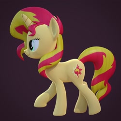 Size: 4000x4000 | Tagged: safe, artist:wissle, sunset shimmer, pony, unicorn, g4, 3d, absurd resolution, atg 2021, blender, female, mare, newbie artist training grounds, simple background, solo, walking