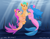 Size: 1400x1100 | Tagged: safe, artist:rockhoppr3, hitch trailblazer, izzy moonbow, sunny starscout, earth pony, merpony, pony, seapony (g4), unicorn, g5, bubble, chest fluff, crepuscular rays, dorsal fin, female, fin, fish tail, flowing mane, flowing tail, holding breath, holding hooves, horn, imminent drowning, lidded eyes, looking at each other, looking at someone, male, mare, ocean, scales, sea pony (g5), seaponified, seapony izzy moonbow, seapony sunny starscout, seaweed, signature, smiling, smiling at each other, species swap, stallion, sunlight, swimming, tail, underwater, water