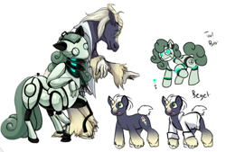 Size: 782x528 | Tagged: safe, artist:scittykitty, oc, oc only, pony, robot, robot pony, unicorn, anthro, unguligrade anthro, anthro with ponies, clothes, horn, lab coat, redesign, reference sheet, smiling, unicorn oc, unshorn fetlocks