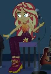 Size: 318x463 | Tagged: safe, screencap, sunset shimmer, equestria girls, g4, let it rain, my little pony equestria girls: better together, cropped, guitar, musical instrument, sleeveless, solo