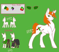 Size: 1920x1698 | Tagged: safe, artist:agdapl, oc, oc only, pony, unicorn, base used, clothes, female, green background, horn, mare, reference sheet, simple background, solo, unicorn oc