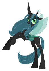 Size: 1600x2305 | Tagged: safe, artist:agdapl, edit, idw, queen chrysalis, changeling, changeling queen, g4, my little pony: fiendship is magic, crown, curved horn, female, holeless, horn, idw showified, jewelry, rearing, regalia, simple background, solo, transparent background