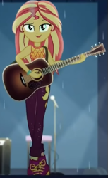 Size: 309x504 | Tagged: safe, screencap, sunset shimmer, equestria girls, equestria girls series, g4, let it rain, spoiler:eqg series (season 2), acoustic guitar, cropped, guitar, musical instrument, sleeveless, solo