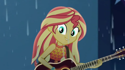 Size: 1920x1083 | Tagged: safe, screencap, sunset shimmer, equestria girls, g4, let it rain, my little pony equestria girls: better together, guitar, musical instrument, sleeveless, solo
