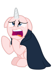 Size: 7000x9500 | Tagged: safe, artist:tardifice, editor:slayerbvc, rarity, pony, unicorn, g4, it isn't the mane thing about you, absurd resolution, bald, cloak, clothes, female, floppy ears, furless, furless edit, mare, no eyelashes, raribald, simple background, solo, transparent background, vector