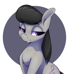 Size: 1634x1768 | Tagged: safe, artist:aquaticvibes, octavia melody, earth pony, pony, g4, abstract background, chest fluff, female, lidded eyes, mare, solo