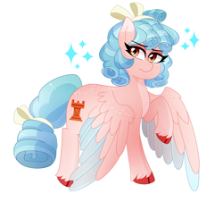 Size: 2848x2580 | Tagged: safe, artist:emera33, cozy glow, pegasus, pony, g4, cloven hooves, eyebrows, eyebrows visible through hair, female, frown, high res, hooves, looking at you, raised hoof, simple background, solo, spread wings, white background, wings