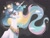 Size: 1126x849 | Tagged: safe, artist:marblecoffe, princess celestia, alicorn, pony, g4, cheek fluff, chest fluff, ear fluff, ethereal mane, female, jewelry, obtrusive watermark, planet, regalia, solo, watermark