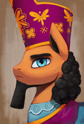 Size: 2679x3927 | Tagged: safe, artist:mrscroup, neighbuchadnezzar, earth pony, pony, equestria at war mod, g4, bust, clothes, ear fluff, facial hair, hat, high res, jewelry, male, portrait, regalia, solo, stallion