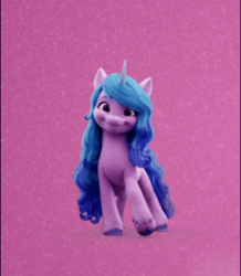 Size: 392x449 | Tagged: safe, edit, izzy moonbow, pony, unicorn, g5, my little pony: a new generation, spoiler:g5, animated, cropped, cute, female, gif, izzybetes, mare, open mouth, smiling, solo, volumetric mouth