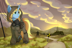 Size: 1512x1022 | Tagged: safe, artist:shinizavr, oc, oc only, pony, unicorn, commission, s.t.a.l.k.e.r., solo, ych result