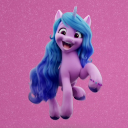 Size: 870x870 | Tagged: safe, screencap, izzy moonbow, pony, g5, my little pony: a new generation, spoiler:my little pony: a new generation, 3d, cropped, jumping, looking at you, mawshot, open mouth, smiling, solo, uvula