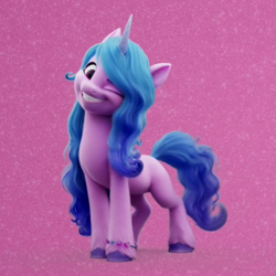 Size: 815x814 | Tagged: safe, screencap, izzy moonbow, pony, unicorn, g5, my little pony: a new generation, spoiler:my little pony: a new generation, 3d, bracelet, cropped, cute, female, grin, izzybetes, jewelry, looking at you, mare, one eye closed, smiling, solo, wink