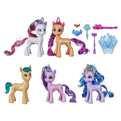 Size: 2000x2000 | Tagged: safe, hitch trailblazer, izzy moonbow, pipp petals, sunny starscout, zipp storm, earth pony, pegasus, pony, unicorn, g5, official, brush, brushable, female, high res, male, mane five, mare, merchandise, stallion, toy