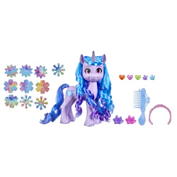 Size: 2000x2000 | Tagged: safe, izzy moonbow, pony, unicorn, g5, official, brushable, comb, crystal, female, flower, headband, heart, high res, mare, merchandise, toy, unicorn charms izzy moonbow