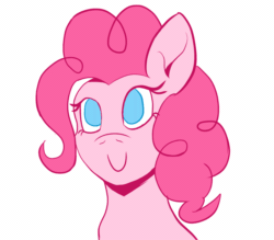 Size: 1600x1400 | Tagged: safe, artist:zeronixma, pinkie pie, earth pony, pony, g4, animated, atg 2021, blinking, female, gif, knife, mare, newbie artist training grounds, now you fucked up, simple background, smiling, solo, this will end in cupcakes, this will end in death, this will end in pain, this will end in tears, this will end in tears and/or death, white background