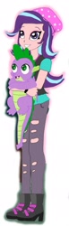 Size: 780x2520 | Tagged: safe, artist:nic-12-w, spike, starlight glimmer, dragon, equestria girls, g4, cute, female, glimmerbetes, hug, human coloration, male, ship:sparlight, shipping, spikabetes, straight, winged spike, wings