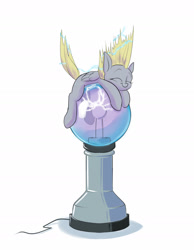 Size: 1280x1646 | Tagged: safe, artist:rocket-lawnchair, derpy hooves, pegasus, pony, g4, electricity, female, newbie artist training grounds, plasma ball, solo