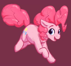 Size: 1590x1479 | Tagged: safe, artist:phutashi, pinkie pie, earth pony, pony, g4, atg 2021, cute, diapinkes, happy, jumping, looking at you, newbie artist training grounds, simple background, smiling, solo