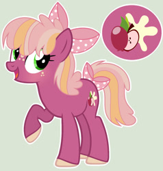 Size: 1024x1075 | Tagged: safe, artist:meimisuki, artist:sistervailory, oc, oc only, earth pony, pony, base used, bow, female, filly, freckles, offspring, parent:big macintosh, parent:cheerilee, parents:cheerimac, polka dots, solo