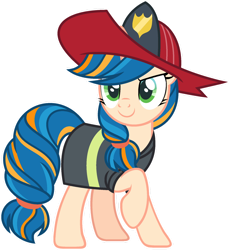 Size: 1024x1119 | Tagged: safe, artist:pegasski, oc, oc only, oc:fire whirl, pony, unicorn, female, firefighter helmet, helmet, mare, simple background, solo, transparent background