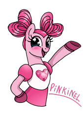 Size: 1080x1596 | Tagged: safe, artist:jvartes6112, pinkie pie, oc, oc only, oc:pinkinel, earth pony, gem (race), gem pony, hybrid, pony, g4, spoiler:steven universe, spoiler:steven universe: the movie, blushing, bust, clothes, crossover, crossover fusion, default spinel, eyelashes, female, fusion, fusion:pinkie pie, fusion:spinel, gem, gem fusion, heart eyes, hybrid fusion, mare, open mouth, pinel, pink, seems legit, simple background, smiling, solo, spinel, spinel (steven universe), spoilers for another series, steven universe, steven universe: the movie, transparent background, underhoof, wingding eyes