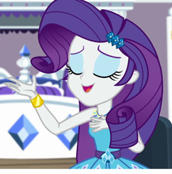 Size: 710x720 | Tagged: safe, screencap, rarity, camping must-haves, equestria girls, g4, spoiler:eqg series (season 2), cropped, rarity peplum dress, solo