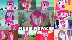 Size: 1280x720 | Tagged: safe, edit, edited screencap, editor:quoterific, screencap, king grover, pinkie pie, earth pony, pony, father knows beast, filli vanilli, g4, party of one, party pooped, ppov, rock solid friendship, secrets and pies, the last roundup, the lost treasure of griffonstone, the mane attraction, the maud couple, too many pinkie pies, yakity-sax, :o, angry, bipedal, collage, cute, cute puppy dog eyes, derp, derp face, diapinkes, faic, female, floppy ears, g1 face, g3 faic, grin, gritted teeth, lifejacket, mare, open mouth, pinkamena diane pie, pinkie being pinkie, pinkie pie is best facemaker, puppy dog eyes, sad, sadorable, self ponidox, smiling, solo, teeth, twilight's castle, wavy mouth