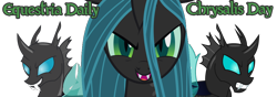 Size: 1000x350 | Tagged: safe, queen chrysalis, changeling, equestria daily, g4, banner, chrysalis day, looking at you, simple background, transparent background