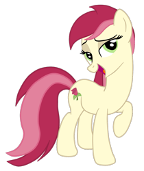 Size: 1027x1221 | Tagged: safe, artist:gmaplay, roseluck, earth pony, pony, g4, bedroom eyes, female, lidded eyes, looking at you, mare, open mouth, raised hoof, show accurate, simple background, solo, transparent background