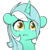 Size: 512x512 | Tagged: safe, artist:llametsul, lyra heartstrings, pony, unicorn, g4, 3:, atg 2021, bust, crying, cute, eye clipping through hair, eye shimmer, female, floppy ears, mare, newbie artist training grounds, sad, sadorable, simple background, solo, sticker, teary eyes, transparent background