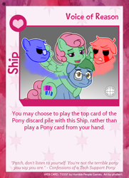 Size: 788x1088 | Tagged: safe, artist:phallen1, oc, oc only, oc:software patch, oc:windcatcher, earth pony, pegasus, pony, twilight sparkle's secret shipfic folder, atg 2021, card, from behind, hug, inner conflict, newbie artist training grounds, split personality, windpatch