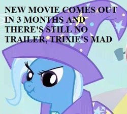 Size: 335x302 | Tagged: safe, edit, edited screencap, screencap, trixie, pony, g4, g5, angry, impact font, in-universe pegasister, looking down, meme, mouthpiece, scrunchy face, solo, text