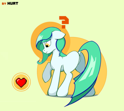 Size: 3016x2716 | Tagged: safe, artist:i love hurt, oc, oc only, earth pony, pony, butt, cute, female, green hair, high res, looking at each other, plot, solo, surprised, yellow eyes