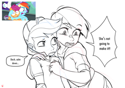 Size: 7016x4961 | Tagged: safe, artist:sugarelement, screencap, rainbow dash, scootaloo, human, pegasus, pony, g4, my little pony: friendship is magic, the washouts (episode), dialogue, female, filly, humanized, mare, scene interpretation, speech bubble, wip