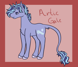 Size: 1750x1500 | Tagged: safe, artist:misskanabelle, oc, oc only, oc:arctic gale, pony, unicorn, abstract background, leonine tail, magical lesbian spawn, male, offspring, parent:starlight glimmer, parent:twilight sparkle, parents:twistarlight, signature, solo, stallion, unshorn fetlocks