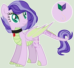 Size: 1024x942 | Tagged: safe, artist:angellight-bases, artist:sistervailory, oc, oc only, oc:fluorite, dracony, hybrid, base used, choker, dragon wings, female, folded wings, gem, interspecies offspring, offspring, parent:rarity, parent:spike, parents:sparity, ruby, slit pupils, solo, wings
