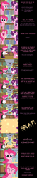 Size: 2000x9684 | Tagged: safe, artist:mlp-silver-quill, pinkie pie, sugar belle, earth pony, pony, unicorn, comic:pinkie pie says goodnight, g4, apple, clothes, comic, dee dee, dexter, dexter's laboratory, dialogue, duo, female, food, fourth wall, looking at you, mare, pie, science, sweet apple acres, talking to viewer, what has science done