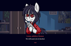 Size: 2070x1346 | Tagged: artist needed, source needed, safe, pony, alcohol, helltaker, original character do not steal, vodka