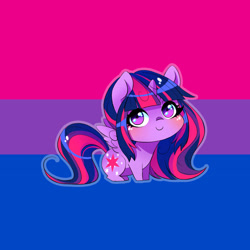 Size: 1920x1920 | Tagged: safe, artist:wilvarin-liadon, twilight sparkle, alicorn, pony, g4, bilight sparkle, bisexual pride flag, bisexuality, blushing, cute, pride, pride flag, solo, twiabetes, twilight sparkle (alicorn)