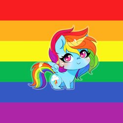 Size: 1920x1920 | Tagged: safe, artist:wilvarin-liadon, rainbow dash, pegasus, pony, g4, blushing, cute, dashabetes, gay pride, gay pride flag, pride, pride flag, solo