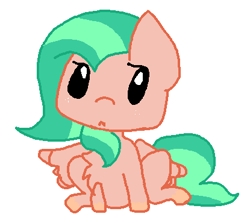 Size: 415x370 | Tagged: safe, artist:ask-alidash, oc, oc only, pegasus, pony, 1000 hours in ms paint, female, frown, mare, pegasus oc, simple background, sitting, solo, white background, wings