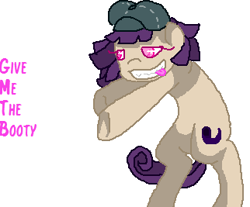 Size: 322x267 | Tagged: safe, artist:hollllow, oc, oc only, earth pony, pony, 1000 hours in ms paint, bedroom eyes, bipedal, earth pony oc, eyelashes, female, hat, mare, simple background, tongue out, underhoof, white background