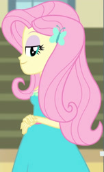 Size: 1920x3150 | Tagged: safe, screencap, fluttershy, equestria girls, fluttershy's butterflies, fluttershy's butterflies: applejack, g4, my little pony equestria girls: better together, adorasexy, beautiful, beautisexy, breasts, cropped, cute, female, geode of fauna, hairpin, jewelry, lidded eyes, magical geodes, necklace, sexy, smiling, solo