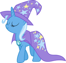 Size: 3138x3000 | Tagged: safe, artist:jeatz-axl, trixie, pony, unicorn, g4, .svg available, brooch, cape, clothes, eyes closed, female, gem, hat, high res, jewelry, mare, simple background, smiling, solo, transparent background, trixie's brooch, trixie's cape, trixie's hat, vector