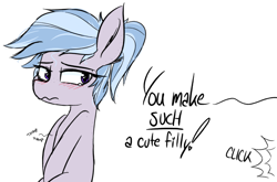 Size: 1223x805 | Tagged: safe, artist:pinkberry, oc, oc only, oc:winter azure, earth pony, pony, blushing, camera flash, camera flashes, colored, colored sketch, colt, cute, drawpile, earth pony oc, eyelashes, freckles, girly, heart pounding, heartbeat, male, ocbetes, offscreen character, ponytail, sketch, solo, speech, talking, teary eyes, text, trap, wavy mouth