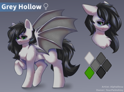 Size: 2732x2048 | Tagged: safe, artist:alphadesu, oc, oc only, oc:grey hollow, bat pony, pony, bags under eyes, high res, reference sheet
