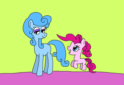 Size: 1669x1146 | Tagged: safe, artist:yorkyloves, pinkie pie, oc, oc:mary janes, earth pony, pony, fanfic:pinkie pie and her mother, g4, adopted offspring, adult blank flank, blank flank, child, cute, daughter, diapinkes, duo, excited, family, female, filly, filly pinkie pie, foster mother, jumping, living room, mare, marybetes, momma mary janes, mother, mother and child, mother and daughter, ocbetes, open mouth, pie-janes family, smiling, younger, younger pinkie pie